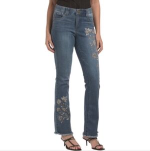 Democracy Ab High Rise Floral Cross Stitch Embroidery Jeans Size 2